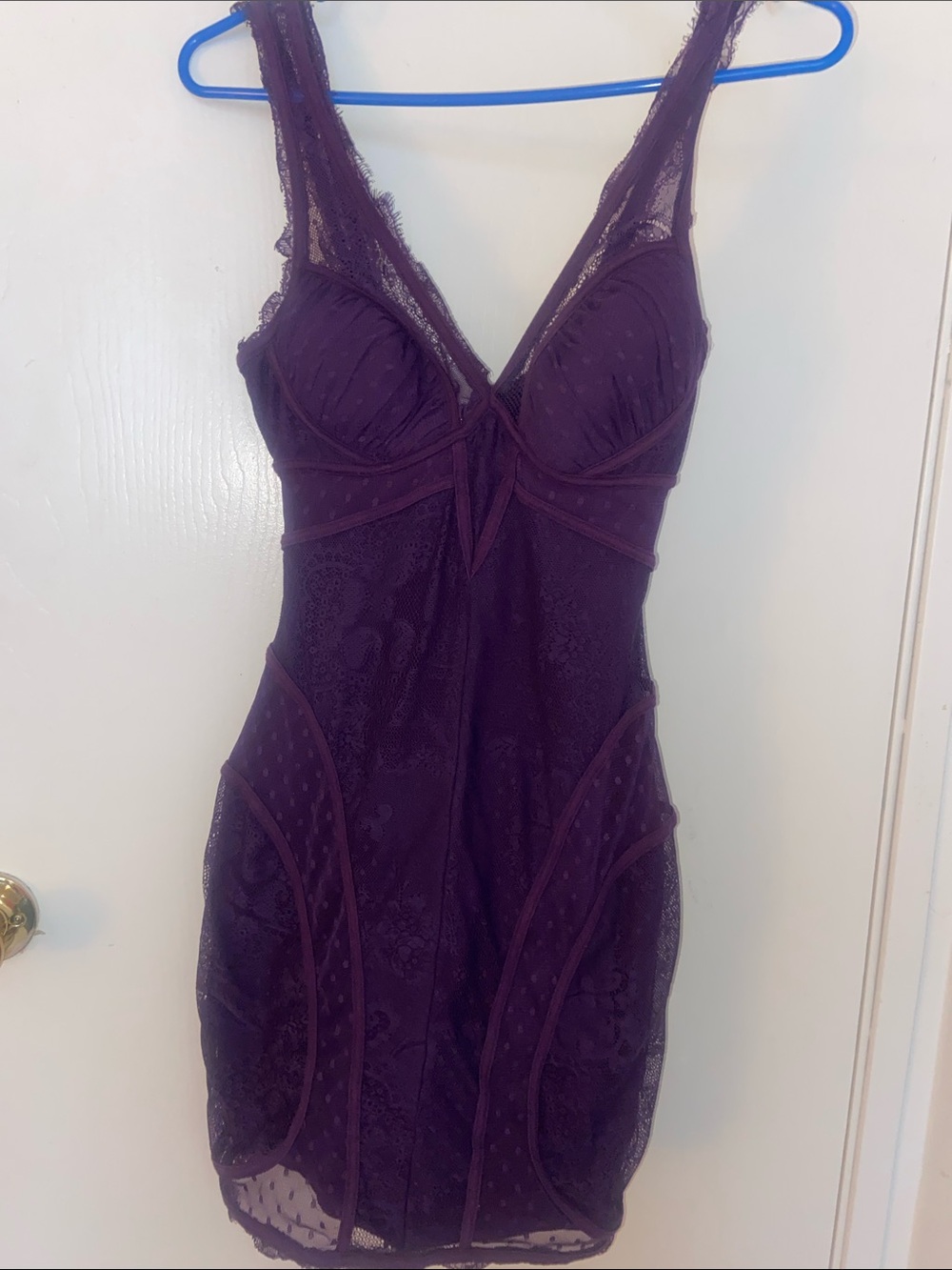 bebe Deep Plum Lace V-Neck Chemise